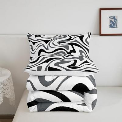 Retro geometric gray white abstract cotton quilt