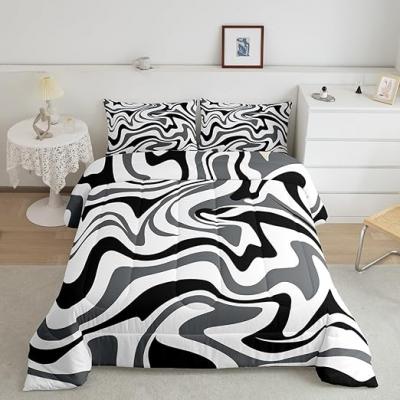 Retro geometric gray white abstract cotton quilt