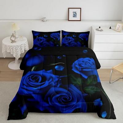 Blue Sting Rose Garden Duvet Cover