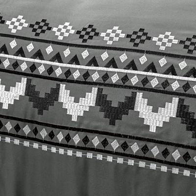 Southwest Indigenous Style Gray White Multi color Embroidered Quilt Cover